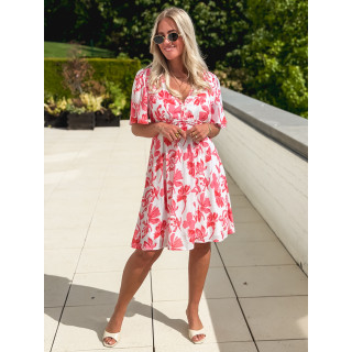 Robe courte Anastia - Blanc/Rose