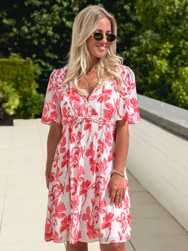 Robe courte Anastia - Blanc/Rose