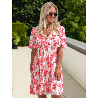 Robe courte Anastia - Blanc/Rose
