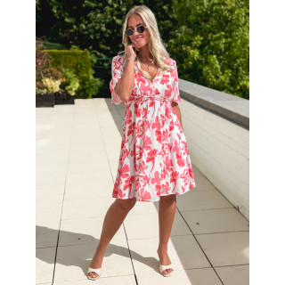 Robe courte Anastia - Blanc/Rose