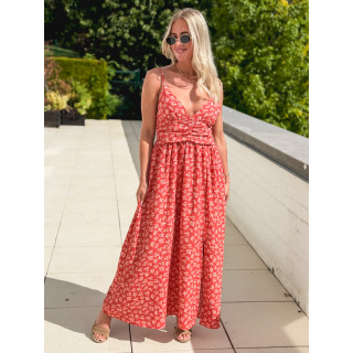 Robe longue à fleurs Ollie - Rouge
