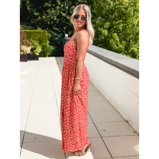 Robe longue à fleurs Ollie - Rouge