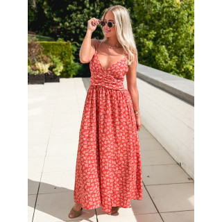 Robe longue à fleurs Ollie - Rouge