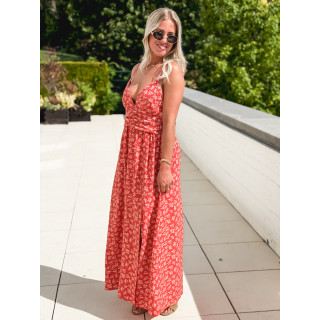 Robe longue à fleurs Ollie - Rouge