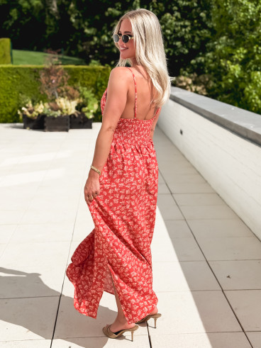 Robe longue à fleurs Ollie - Rouge Robe longue à fleurs Ollie - Rouge