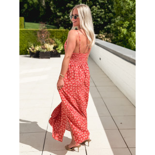 Robe longue à fleurs Ollie - Rouge
