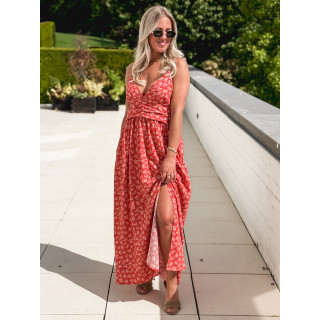 Robe longue à fleurs Ollie - Rouge