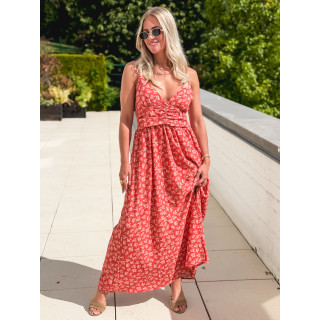 Robe longue à fleurs Ollie - Rouge
