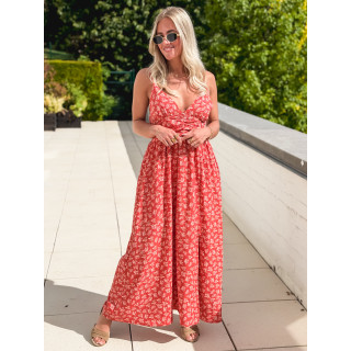 Robe longue à fleurs Ollie - Rouge