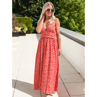 Robe longue à fleurs Ollie - Rouge