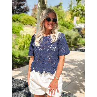 Blouse en crochet Iliyana - Bleu marine