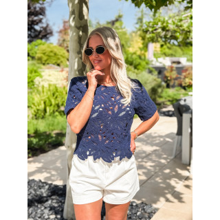 Blouse en crochet Iliyana - Bleu marine