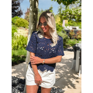 Blouse en crochet Iliyana - Bleu marine