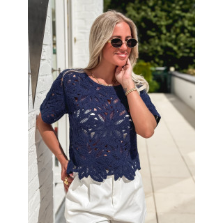 Blouse en crochet Iliyana - Bleu marine