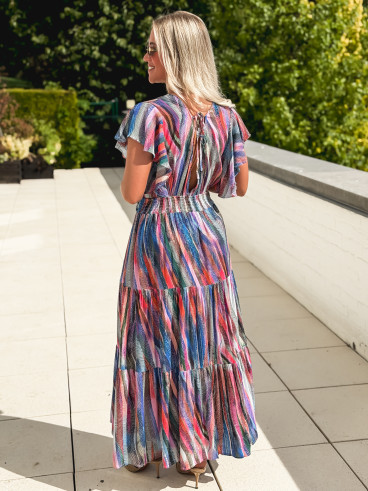 Robe longue à motifs Bailey - Bleu