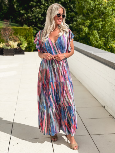 Robe longue à motifs Bailey - Bleu