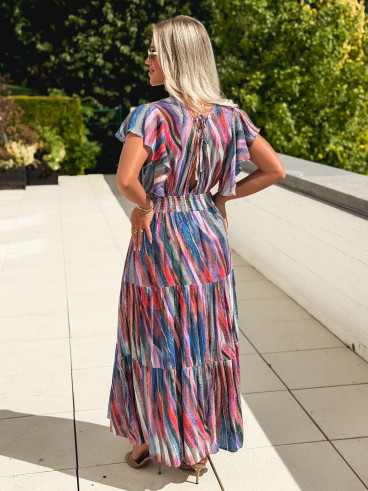 Robe longue à motifs Bailey - Bleu