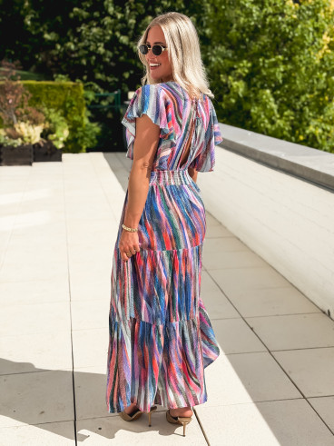 Robe longue à motifs Bailey - Bleu