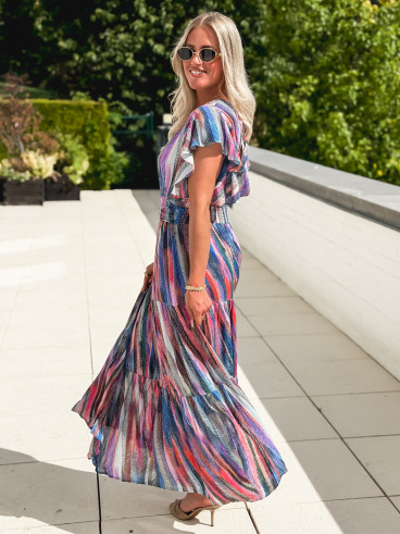 Robe longue à motifs Bailey - Bleu