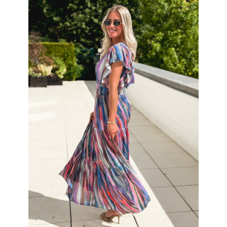 Robe longue à motifs Bailey - Bleu