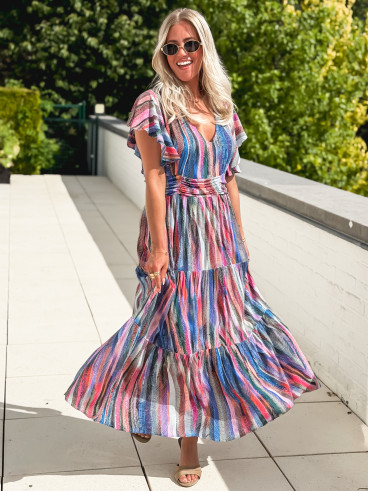 Robe longue à motifs Bailey - Bleu