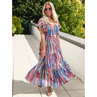 Robe longue à motifs Bailey - Bleu