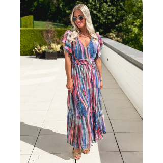 Robe longue à motifs Bailey - Bleu