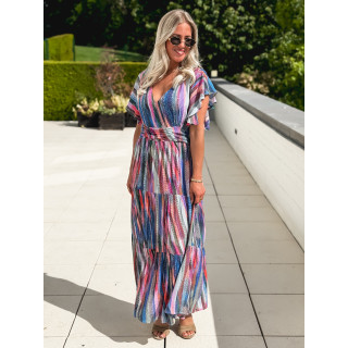 Robe longue à motifs Bailey - Bleu