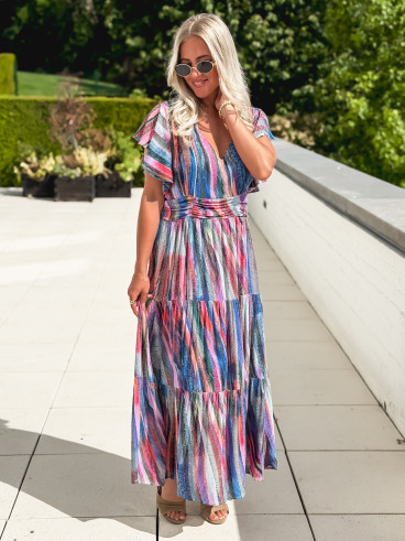 Robe longue à motifs Bailey - Bleu