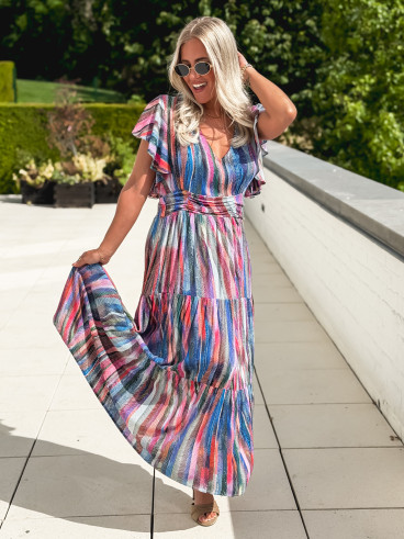 Robe longue à motifs Bailey - Bleu