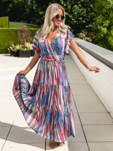 Robe longue à motifs Bailey - Bleu