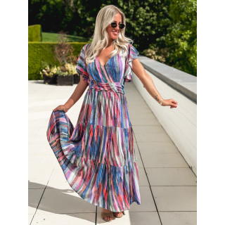 Robe longue à motifs Bailey - Bleu