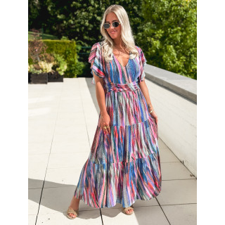 Robe longue à motifs Bailey - Bleu