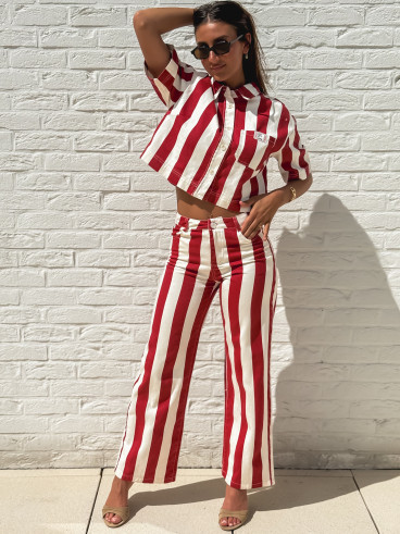 Pantalon Célia - Rouge/Ecru