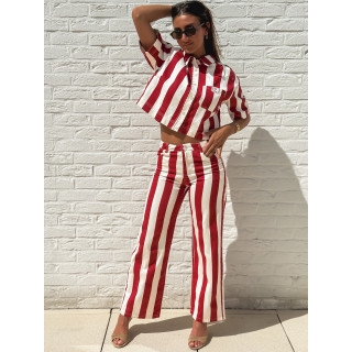 Pantalon Célia - Rouge/Ecru