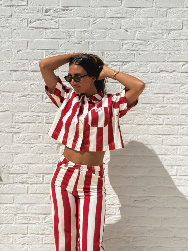 Pantalon Célia - Rouge/Ecru