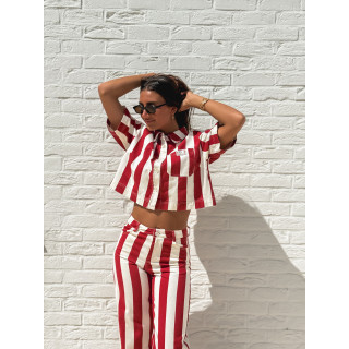 Pantalon Célia - Rouge/Ecru