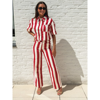 Pantalon Célia - Rouge/Ecru
