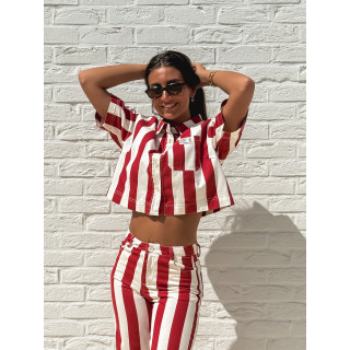 Pantalon Célia - Rouge/Ecru
