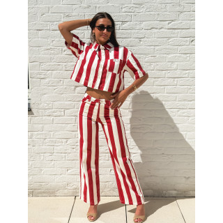 Pantalon Célia - Rouge/Ecru