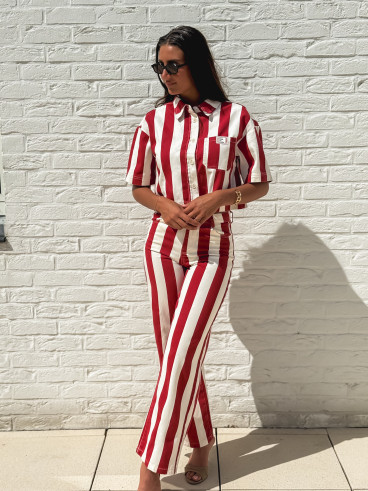 Pantalon Célia - Rouge/Ecru
