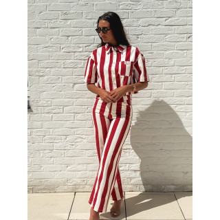 Pantalon Célia - Rouge/Ecru