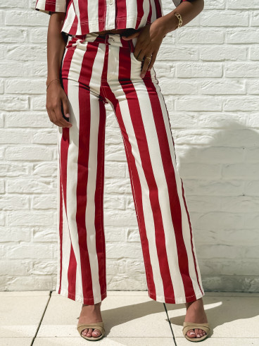 Pantalon Célia - Rouge/Ecru