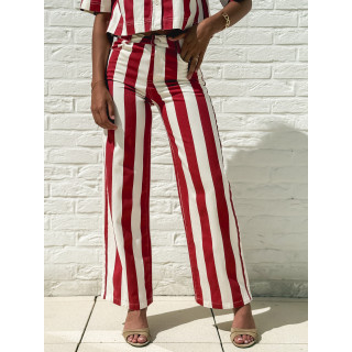 Pantalon Célia - Rouge/Ecru