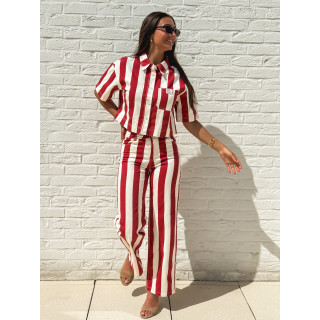 Pantalon Célia - Rouge/Ecru