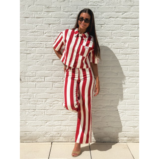 Pantalon Célia - Rouge/Ecru
