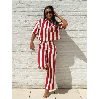 Pantalon Célia - Rouge/Ecru