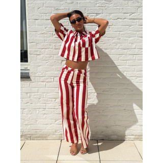 Pantalon Célia - Rouge/Ecru