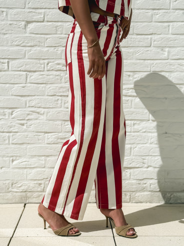 Pantalon Célia - Rouge/Ecru