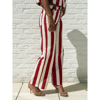 Pantalon Célia - Rouge/Ecru